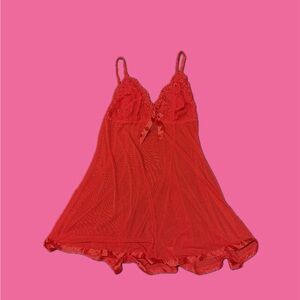 Elegant Red Lace Lingerie Slip Dress